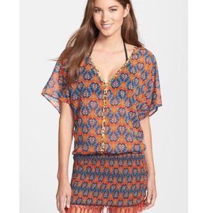 Sophia by ViX Swimwear ‘Tajik’ Fringe Hem Caftan Beach Coverup